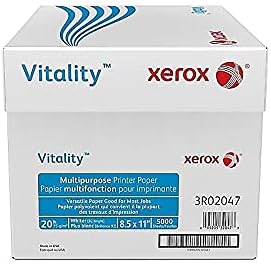 Xerox 3R02047 Vitality Multipurpose Printer Paper, 8 1/2 x 11, White, 5,000 Sheets/CT
