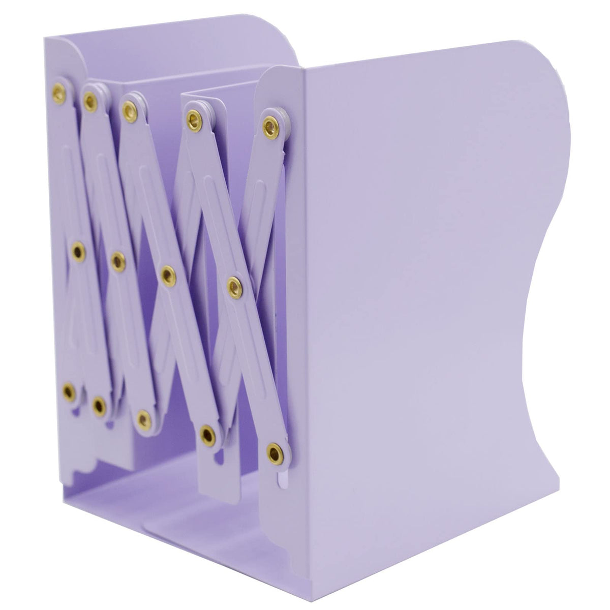 Adjustable Metal Bookends Heavy Duty for Shelves, 2 Dividers, Anti-Slip Design Expandable Book Ends for Desk, Office(Purple, 19 inches Max)