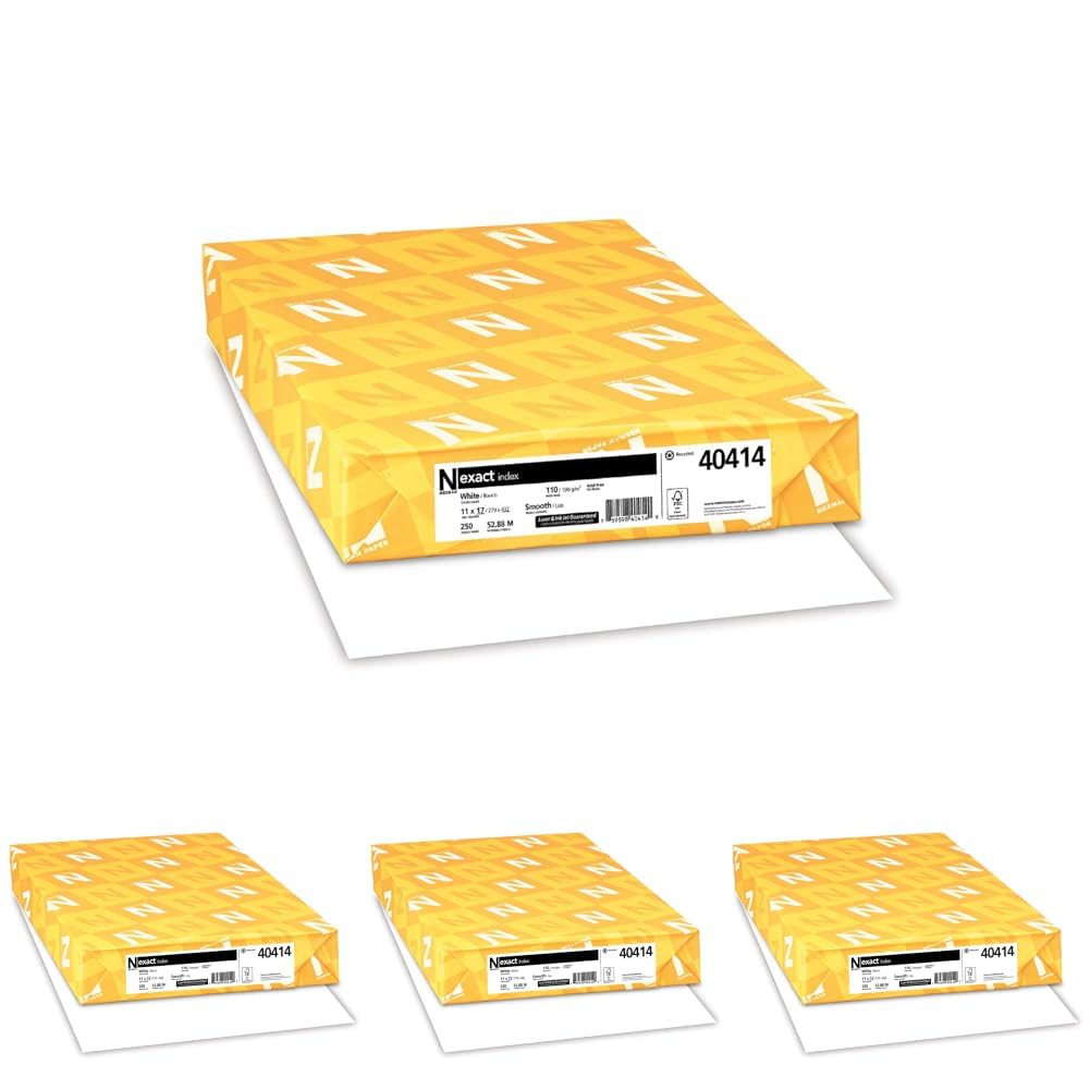 Neenah Paper Exact Index Card Stock, 94 Bright, 110 lb Index Weight, 8.5 x 11, White, 250/Pack