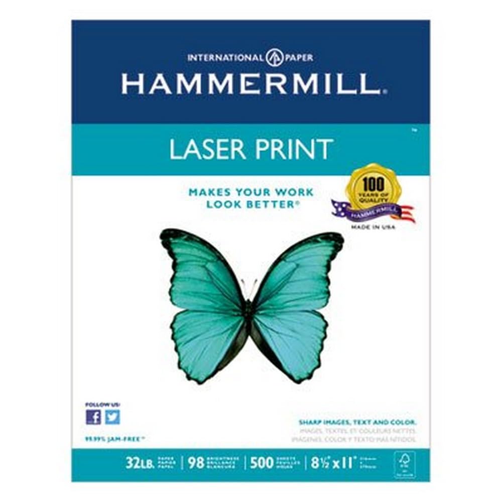 Hammermill Printer Paper, Premium Laser Print 32 lb, 8.5 x 11-8 Ream (4000 Sheets) - 98 Bright, Made in The USA, 104646C