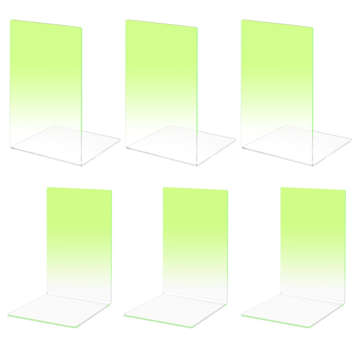 Honagu Book Ends, Acrylic Bookends, Clear Book Ends for Shelves, Desk Book Organizer, Book Holder Stand Decorative for Heavy Books, CDs, Video Games (3 Pair/6Pieces, Gradient Purple)