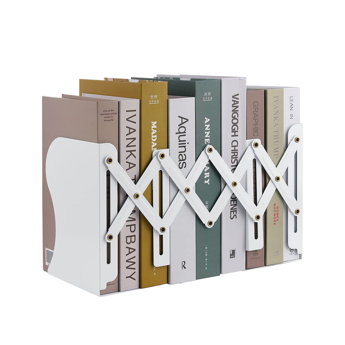 MSDADA Adjustable Bookends, Book Ends for Heavy Books, Expandable Book Organizer for Desk, Shelf, Office, School, for 6 7 8 9 10 11-15 Boys and Girls, Extends up to 19 inches (Brown)