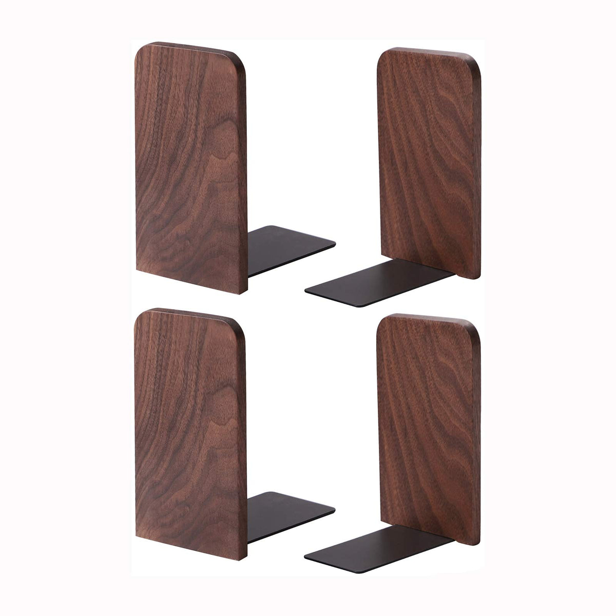 muso wood Walnut Book Ends for Shelves, 2 Pairs
