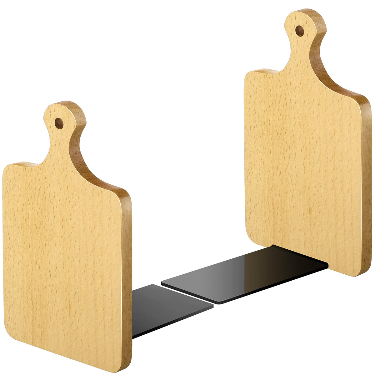 Jetec Kitchen Bookends Wooden Cookbook Holder, Brown, Ebony