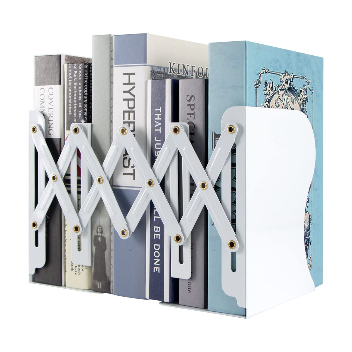 Aobopar Adjustable Metal Book Ends for Shelves Dark Blue