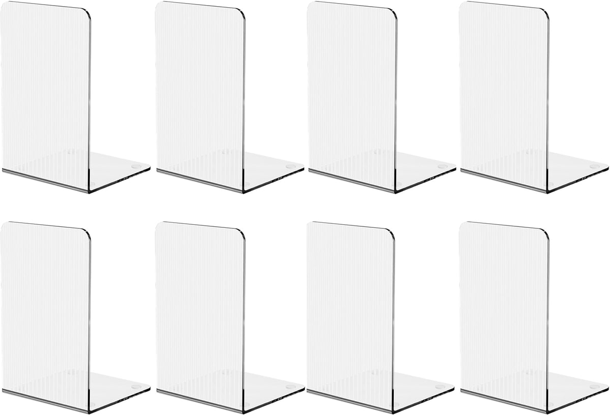 Book Ends for Shelves 8 Pcs Acrylic Bookends Clear
