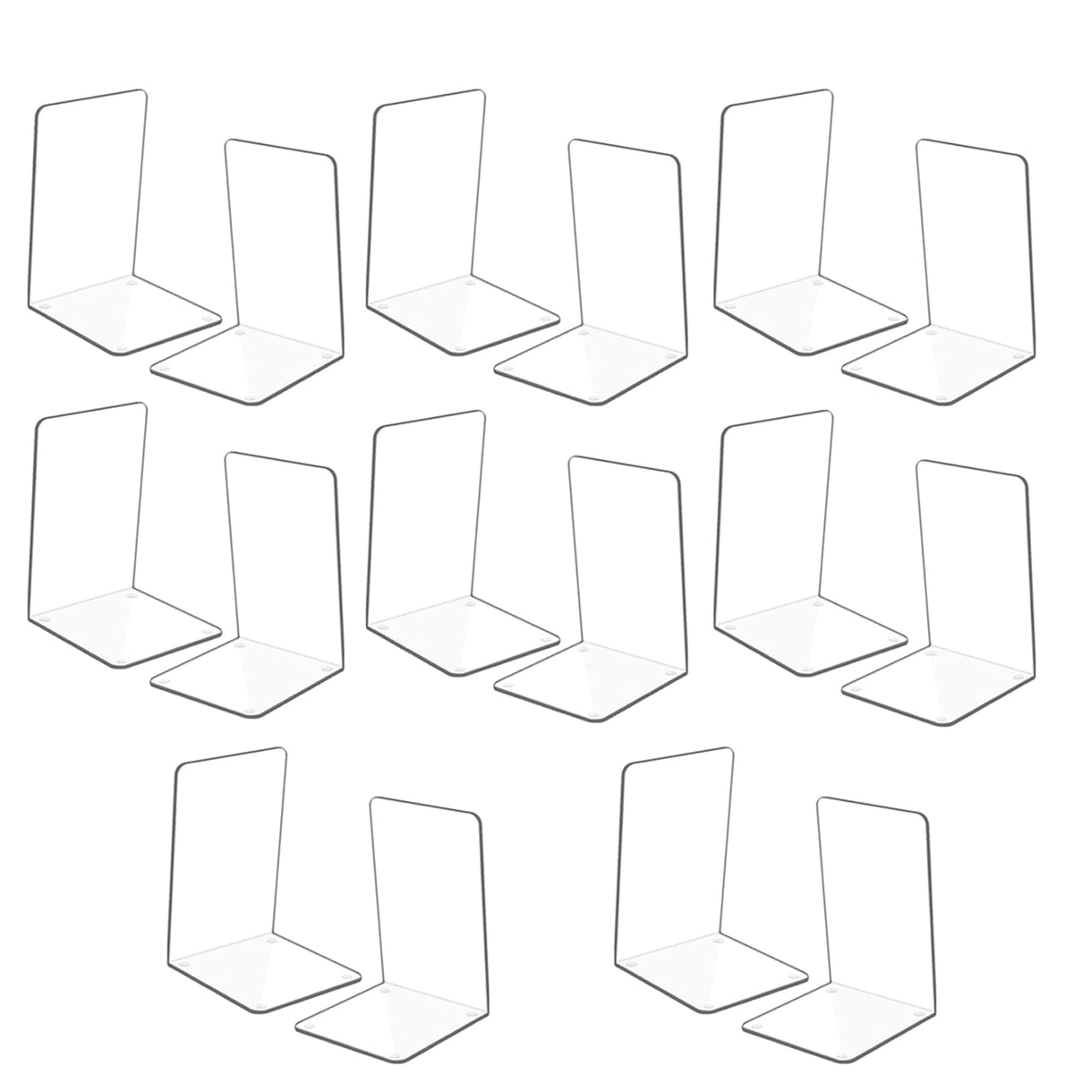 Adwikoso Clear Acrylic Book Ends, 8 Pcs Bookends for Shelves