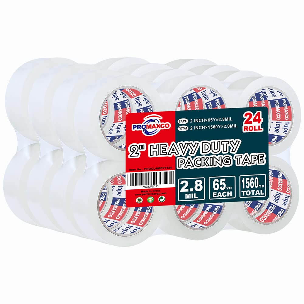 Heavy Duty Packing Tape 12 Rolls, Clear, 2.8 mil, 65 Yards x 1.88 inch, Total 780Y, Ultra Strong, Refill for Packaging and Shipping
