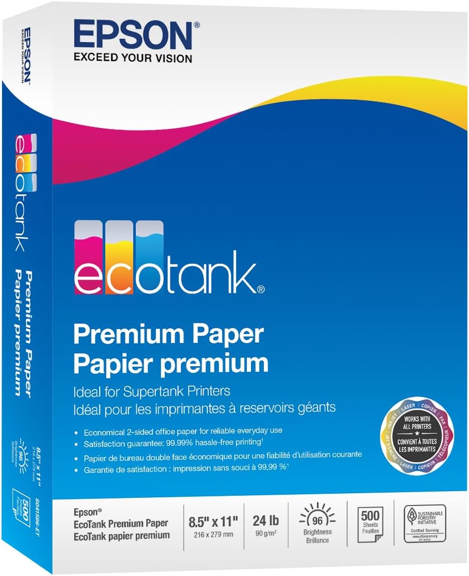 Epson EcoTank Premium Paper (S041586-ET), 8.5" x 11" (500 sheets)