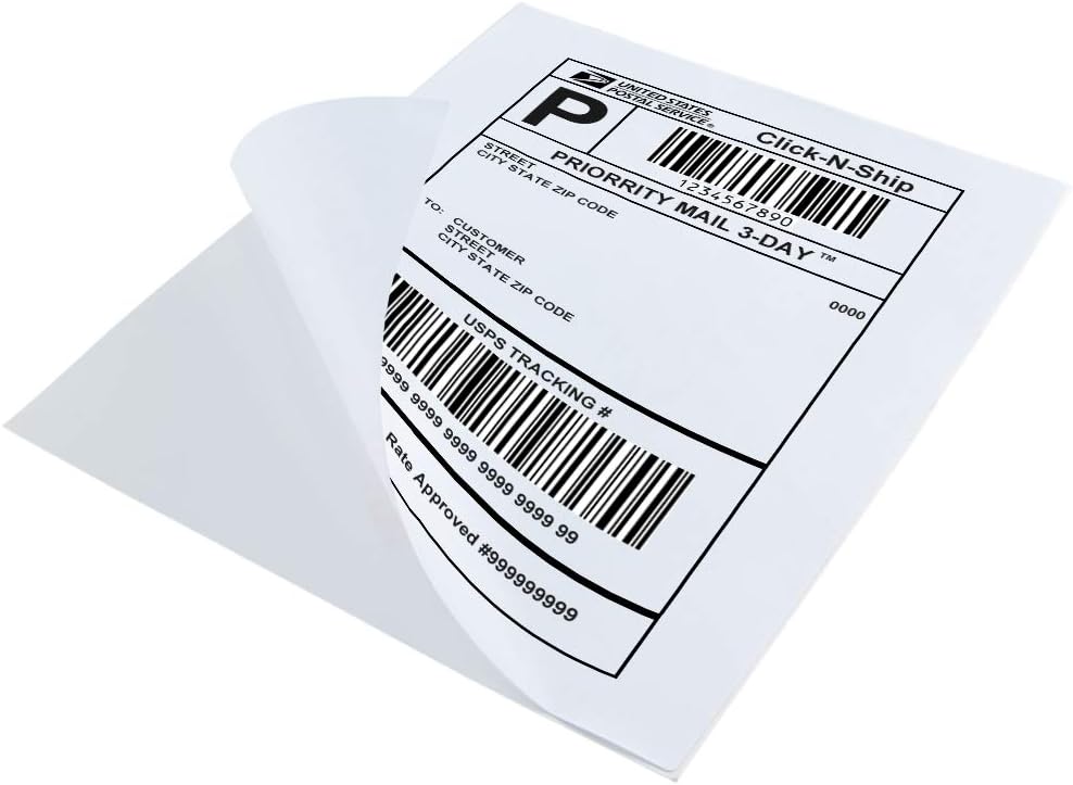 L LIKED 100 Matte Printable White Sticker Paper Full Sheet Labels 8.5"x 11"