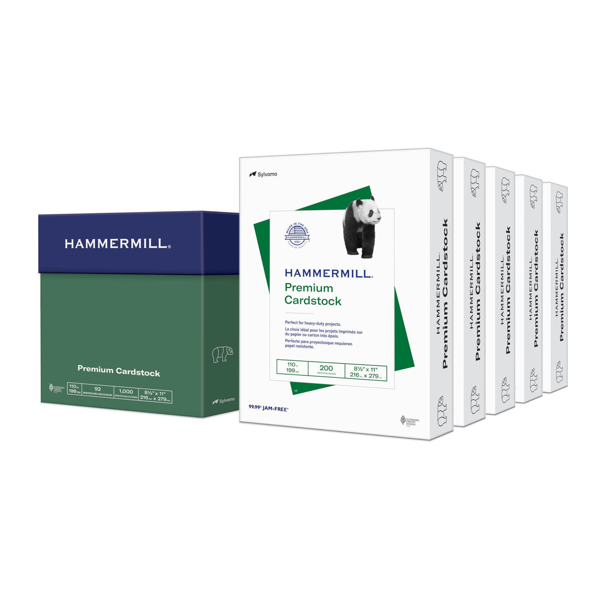 Hammermill White Cardstock, 110 Lb, 8.5 x 11 Colored Cardstock, 1 Pack (200 Sheets) - Thick Card Stock, Made in the USA, 168380R