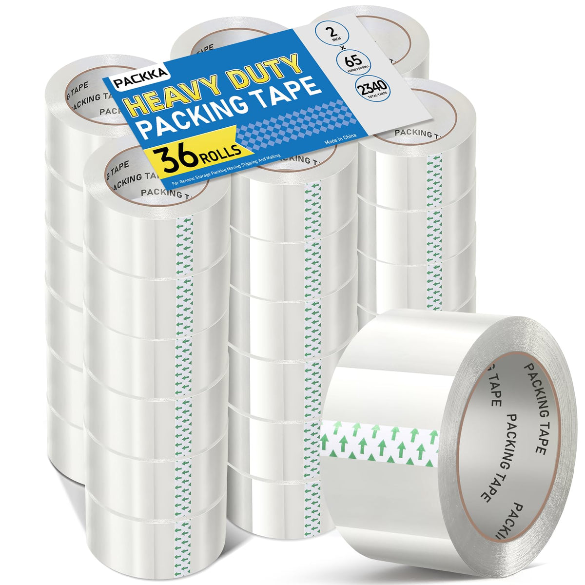 Clear Packing Tape, Heavy Duty Packaging Tape Refills 18 Rolls, 2 inch x 65 Yards, Shipping Tape Box Tape Mailing Tape for Shipping Packaging Moving Sealing and Storage
