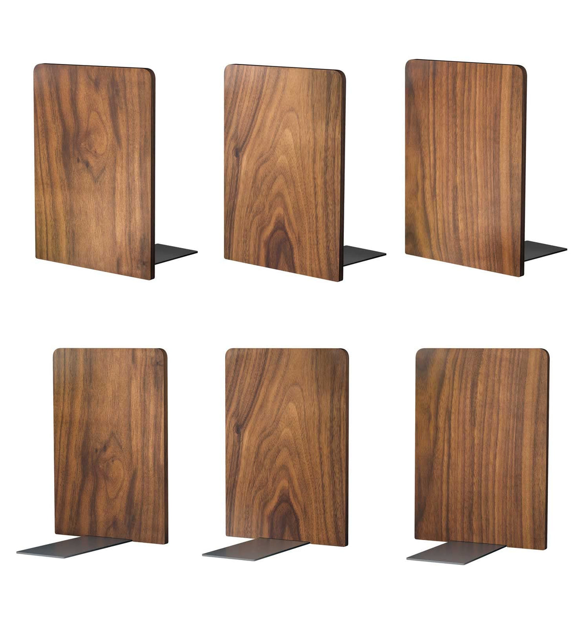 Large Bookend Hold Heavy Books-7x4x5in 2 Pack Non-Skid Wood Bookends Walnut