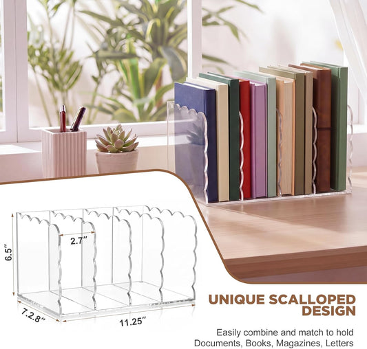 1 PC Scalloped Acrylic Magazine Holder, File Organizer, Standard Style