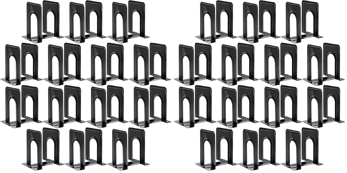 HappyHapi 14 Pairs Book Ends, Heavy Duty Bookends for Shelves, Black