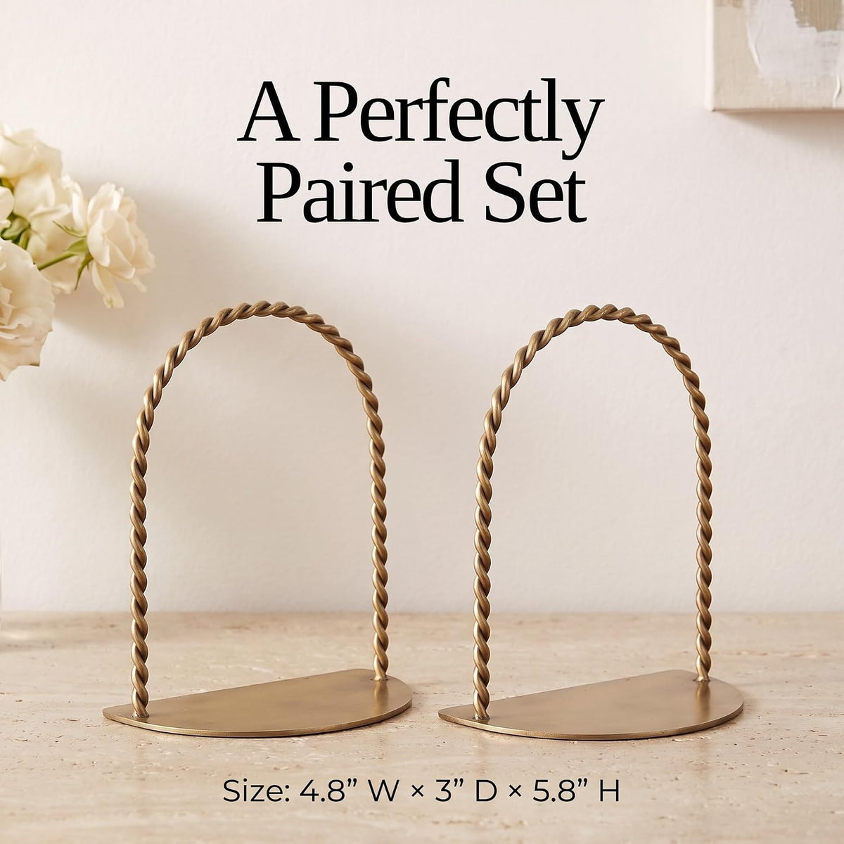 Decorative Bookends for Shelves - Stylish Set of 2 Book Ends