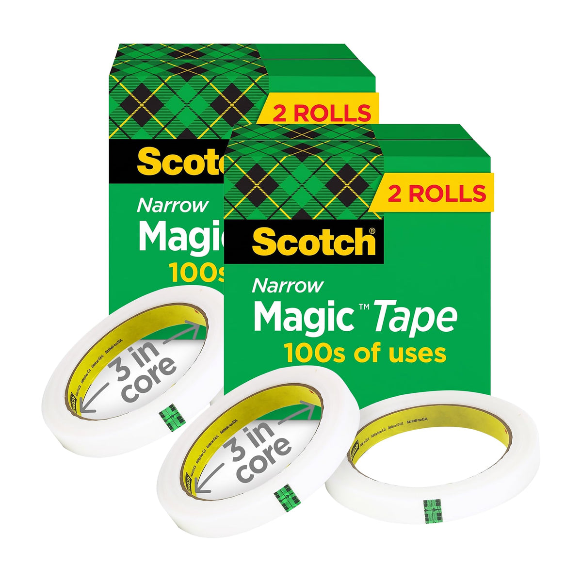Scotch Magic Tape, 2 Rolls, Numerous Applications, Invisible, Engineered for Repairing, 1/2 x 2592 Inches, Boxed (810-2P12-72) (Pack of 2)