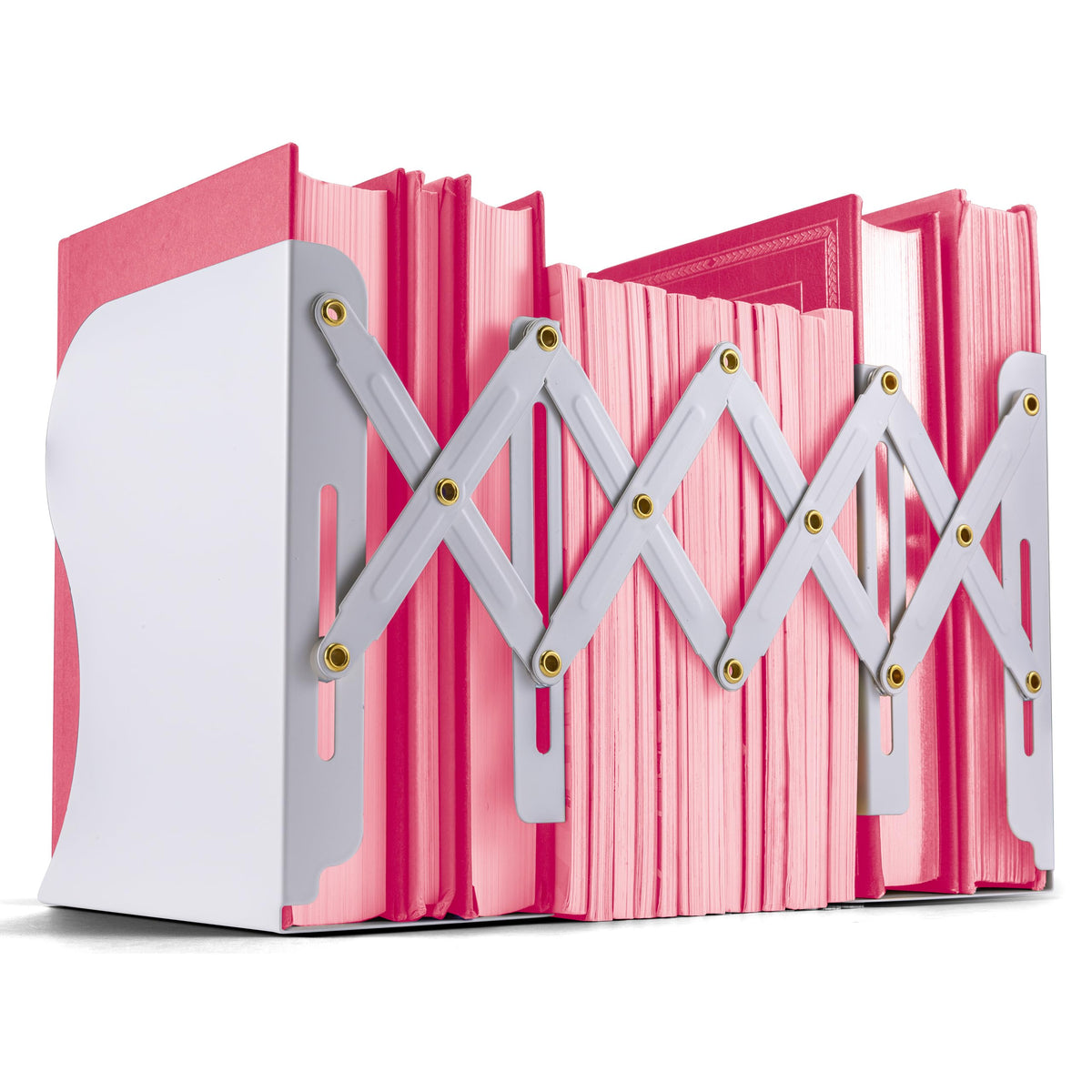 Officemate Adjustable Expandable Metal Bookends, 4 to 18-Inch Book Ends for Shelves, Office Book Supports for Books, Binders, and Flexible Shelf Organization, White