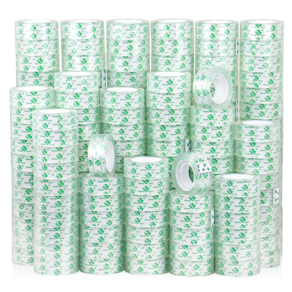 BOMEI PACK 96 Rolls Crystal Clear Transparent Tape, Stationery Tape Refills Rolls for Dispenser, 3/4 in x 900 in,1 inch Core, Gift Wrapping Clear Tape Bulk for Office, School and Home