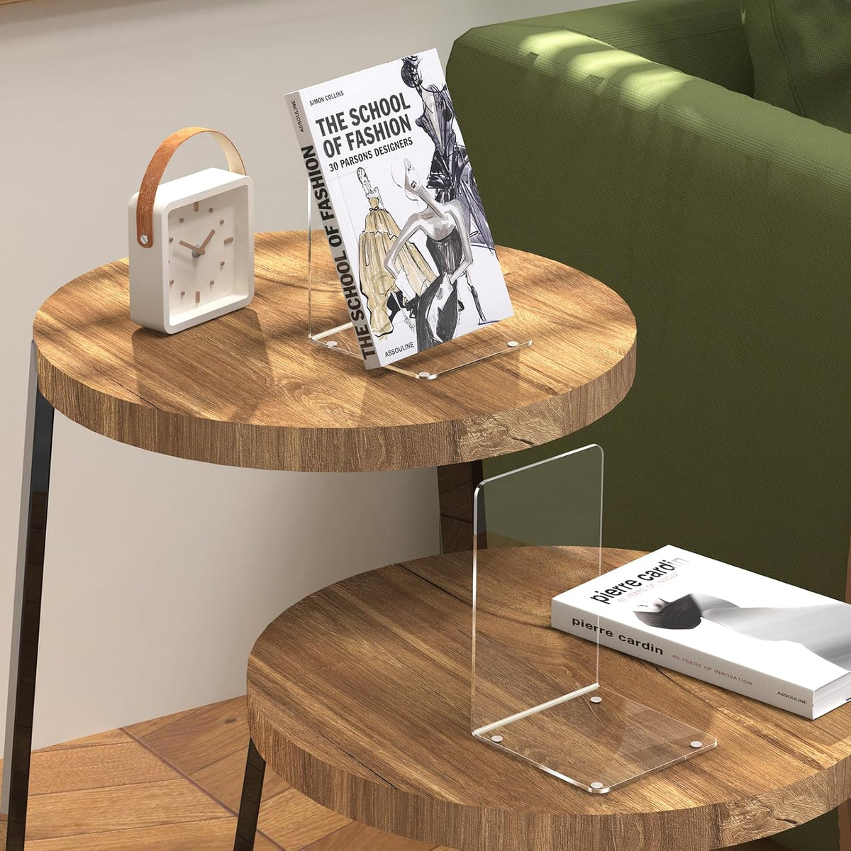 Acrylic Bookends 4 Pcs - Clear, Transparent Book Ends for Shelves, Heavy Duty Book Stoppers, CD, File, Video Games Holder Stand