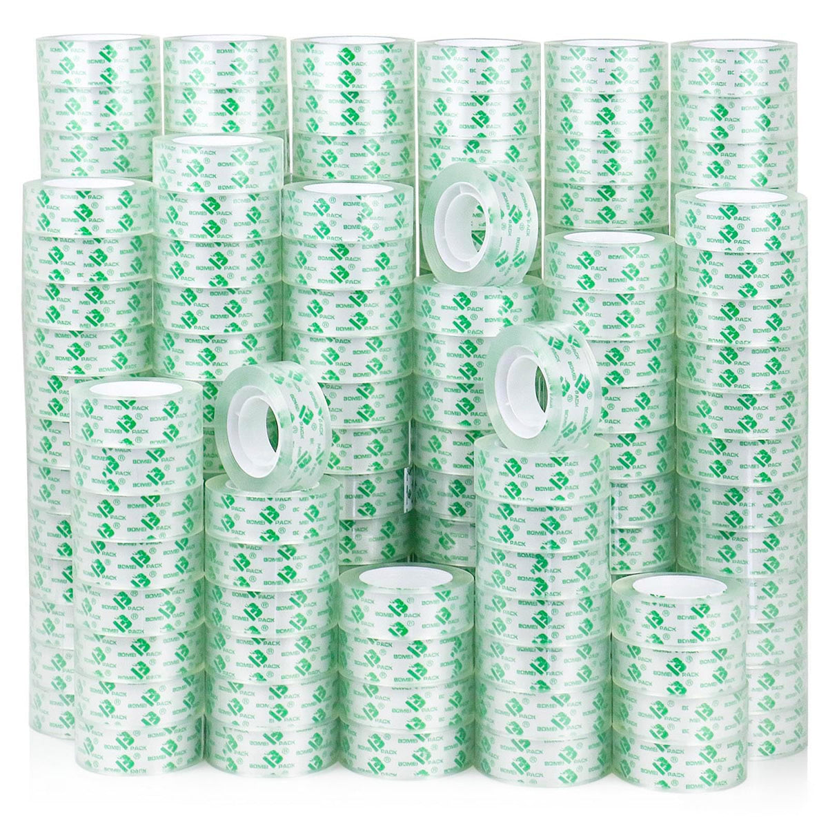 BOMEI PACK 192Rolls Crystal Clear Tape Refills for Dispenser, Bulk Office Transparent Tape for Home and School, 3/4Inch x 1000 inch