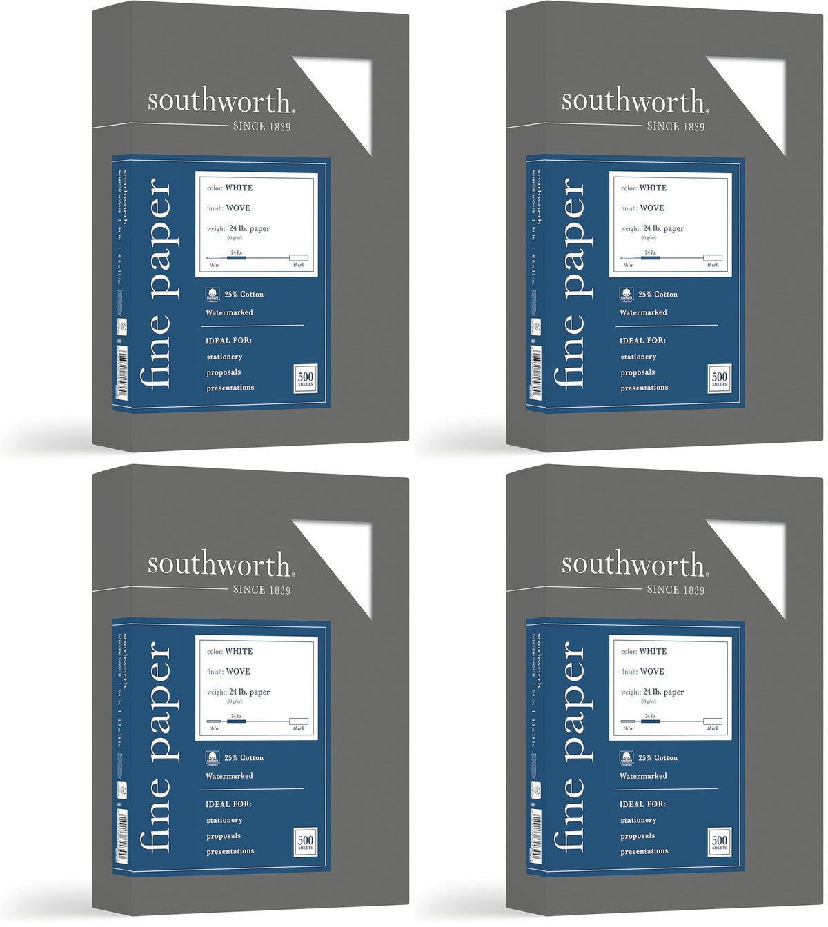 Southworth 404C 25% Cotton Business Paper White 24 lbs. Wove 8-1/2 x 11 500/Box FSC