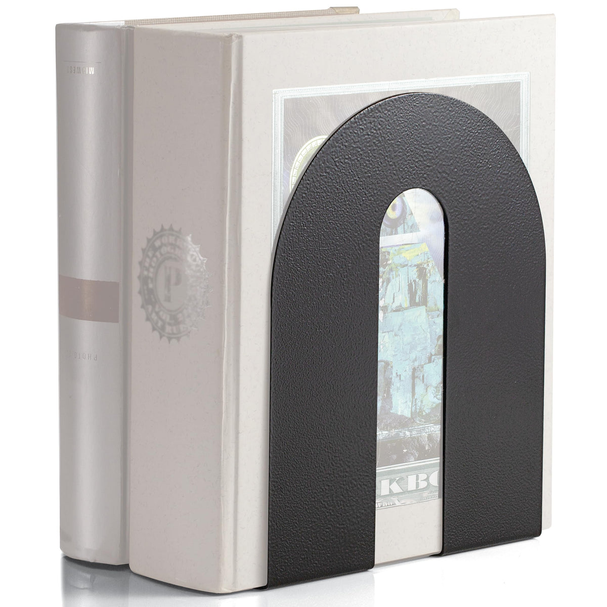 Officemate Heavy Weighted Metal Bookends Set of 2, 10-Inch Steel Book Ends for Shelves, Non-Skid Base Book Supports for Books, Binders, and Office Organization, Black
