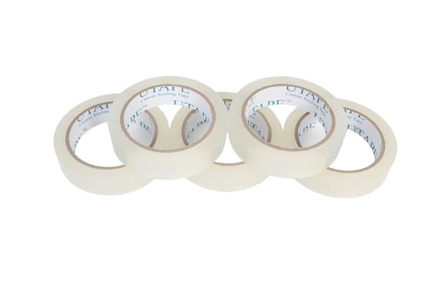 Singles Clear Heavy Duty Tape 1 Inch x 75 Yards x 5 Rolls, Packing Tape Refills Available Shipping Box Tape for Moving Supplies, Strong Transparent Gift Wrap Tape for Home, Office, School