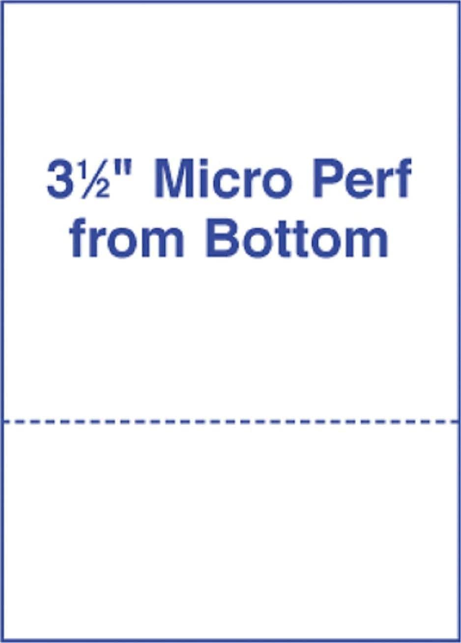 Perforated Paper Alliance Laser Cut Sheet 8.5 x 11 inch, 20 lb, 92 Bright - Made In The USA (5.5 From Bottom, 2,500 Sheets | Case)