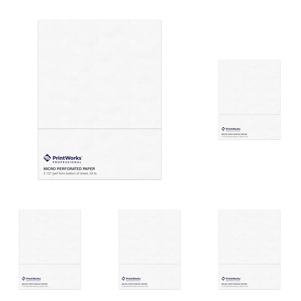 PrintWorks Professional 3 Part Perforated Paper 8.5” x 11” - Perfect For W-2, 1099, & Statement Use - Made in the USA - 2500 Sheets - 24 lb - Printer Compatible - White (04122C)