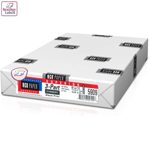 NextDayLabels Carbonless NCR Paper, 3 Part Reverse #5900, 8.5" x 11"