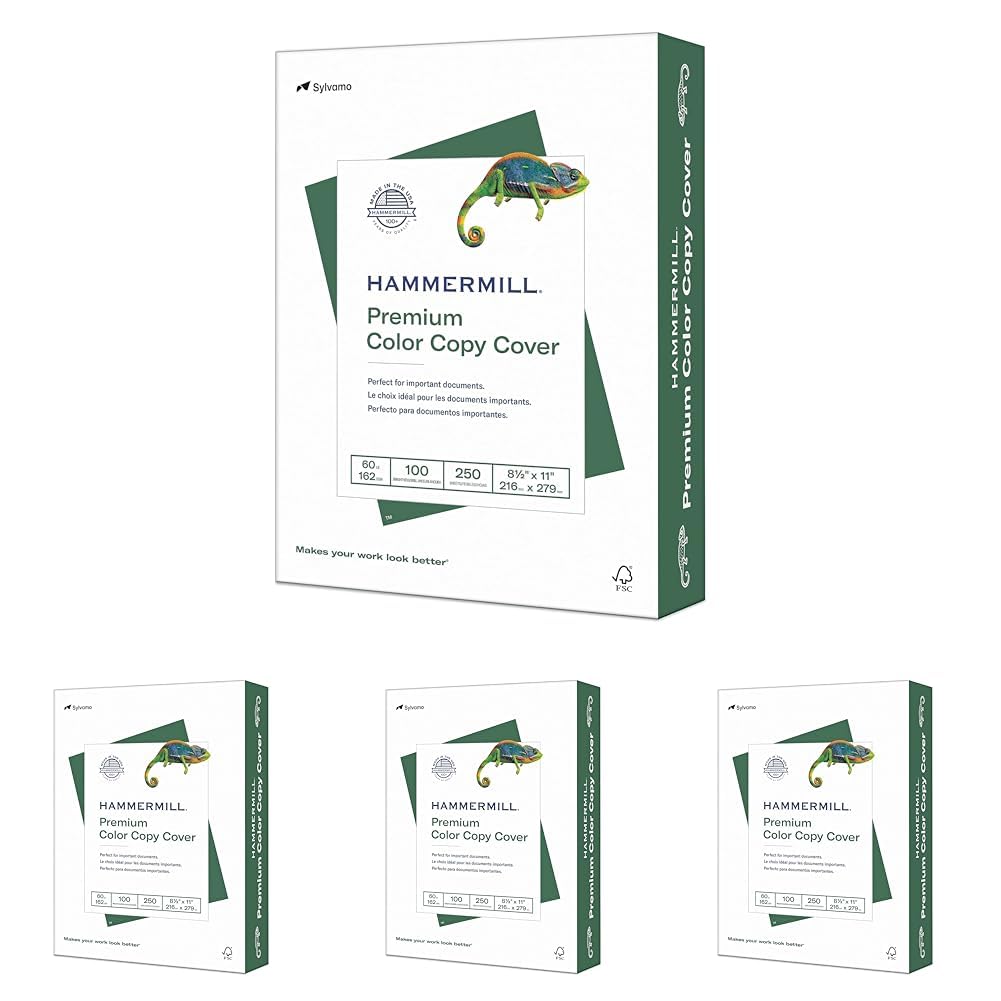 Hammermill Cardstock, Premium Color Copy, 60 lb, 11 x 17-100 Bright, Made in the USA Card Stock, 122556R, White - 1 Pack (250 Sheets)