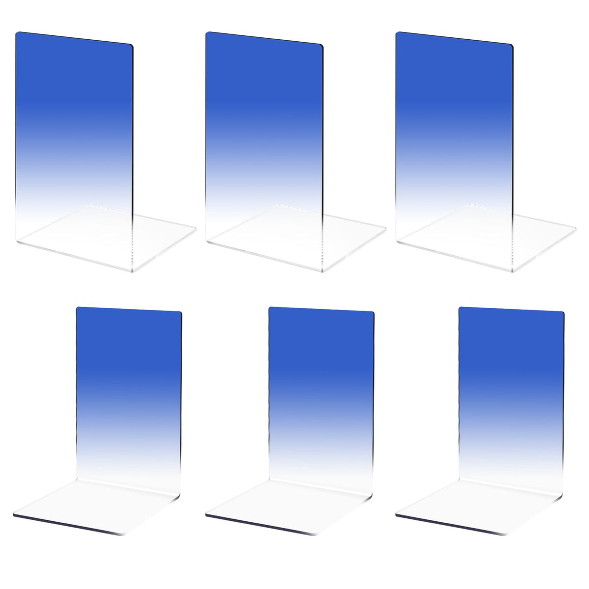 Honagu Book Ends, Acrylic Bookends, Clear Book Ends for Shelves, Desk Book Organizer, Book Holder Stand Decorative for Heavy Books, CDs, Video Games (3 Pair/6Pieces, Gradient Purple)