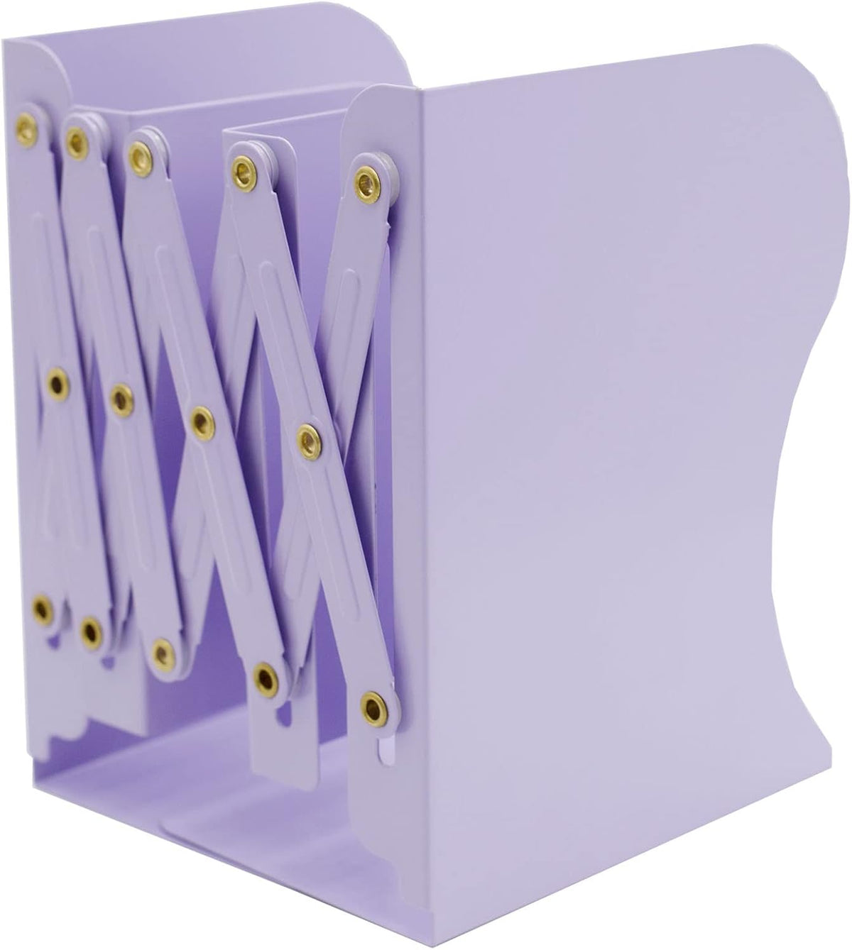Adjustable Metal Bookends Heavy Duty for Shelves, 2 Dividers, Anti-Slip Design Expandable Book Ends for Desk, Office(Purple, 19 inches Max)