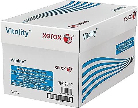 Xerox 3R02047 Vitality Multipurpose Printer Paper, 8 1/2 x 11, White, 5,000 Sheets/CT