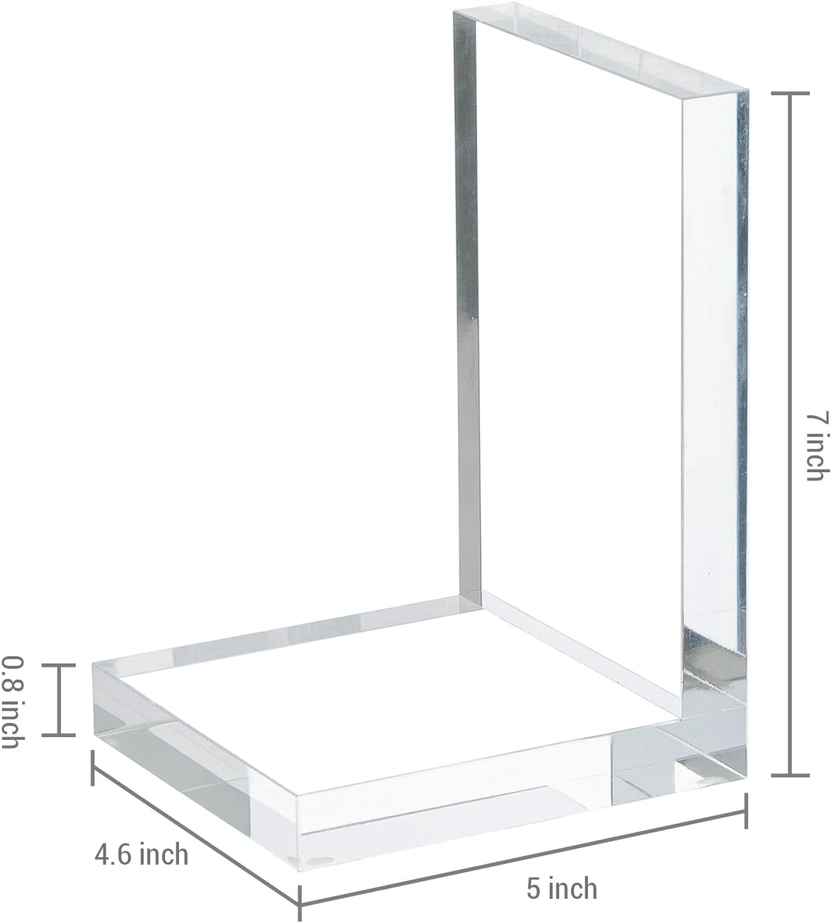 MyGift L-Shaped Decorative Bookends, Transparent Heavy Duty Non-Skid Book Ends Stopper for Shelves Home Office School, 1 Pair, Premium Hotel Style Clear Thick Acrylic