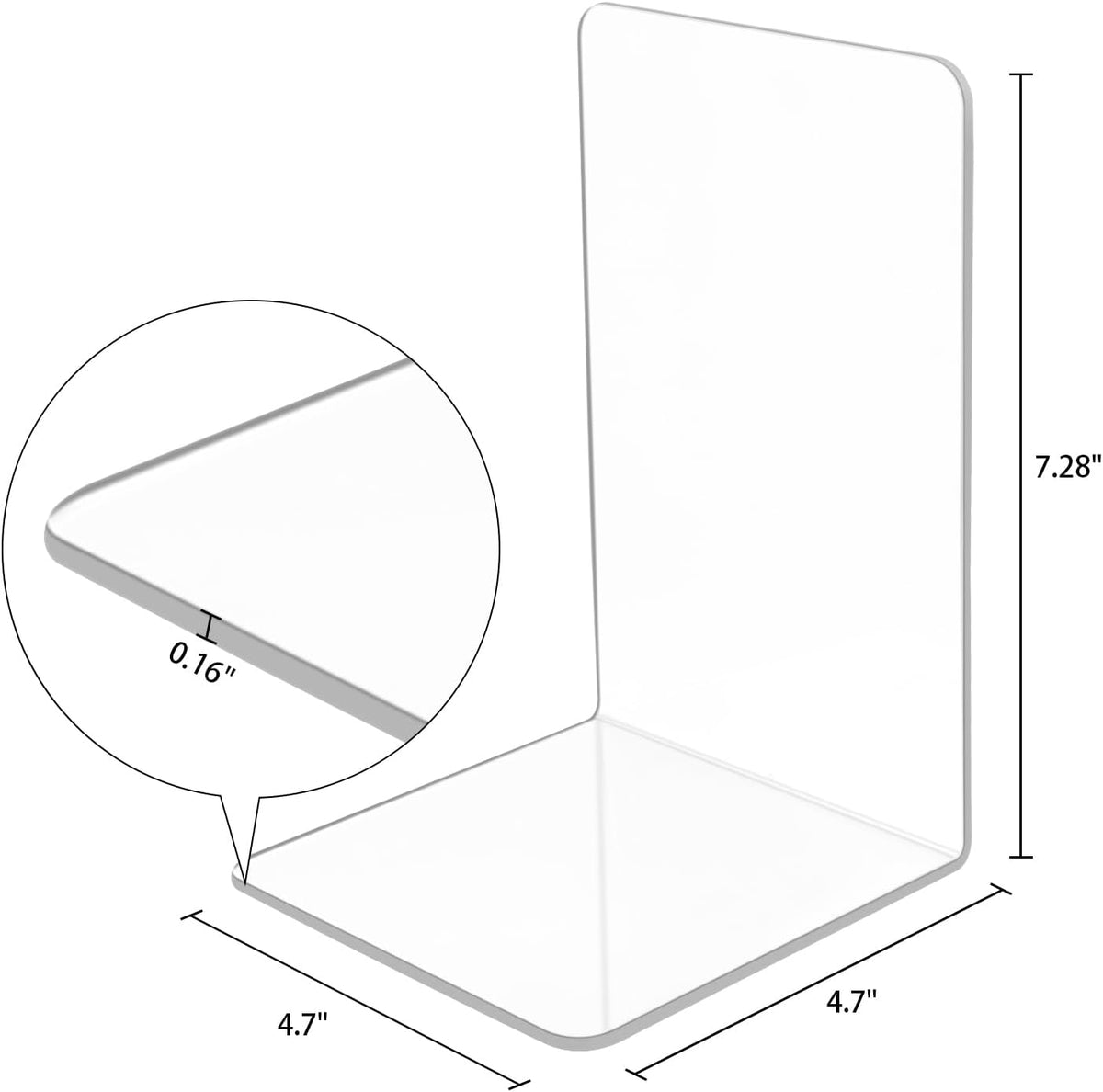 10 Pcs Clear Acrylic Bookends, Heavy Duty Book Ends for Shelves