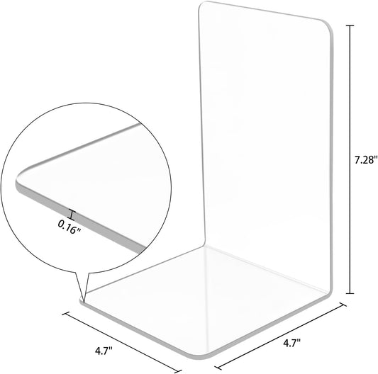 10 Pcs Clear Acrylic Bookends, Heavy Duty Book Ends for Shelves