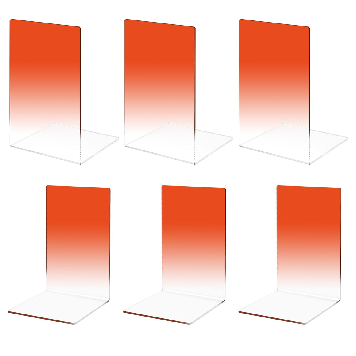 Honagu Book Ends, Acrylic Bookends, Clear Book Ends for Shelves, Desk Book Organizer, Book Holder Stand Decorative for Heavy Books, CDs, Video Games (3 Pair/6Pieces, Gradient Purple)