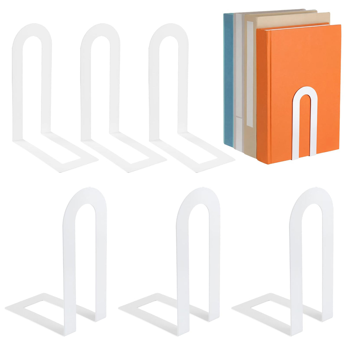 Chunful 12 Pcs Gold Metal BookEnds Shelves, 5.5 x 3.75 x 2.25 in