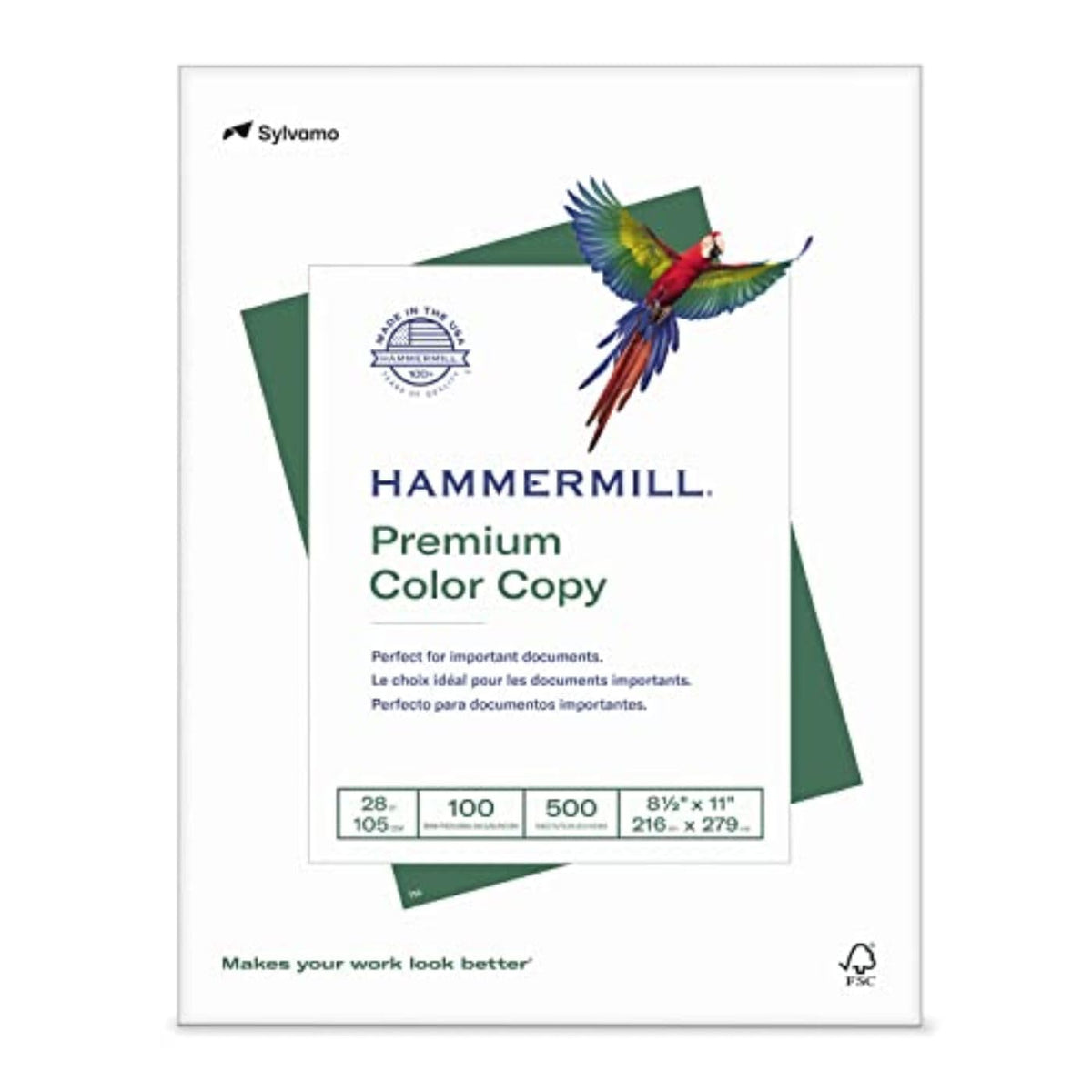Hammermill Printer Paper, Premium Color 28 lb Copy Paper, 8.5 x 11-1 Ream (500 Sheets) - 100 Bright, Made in the USA, 102467R