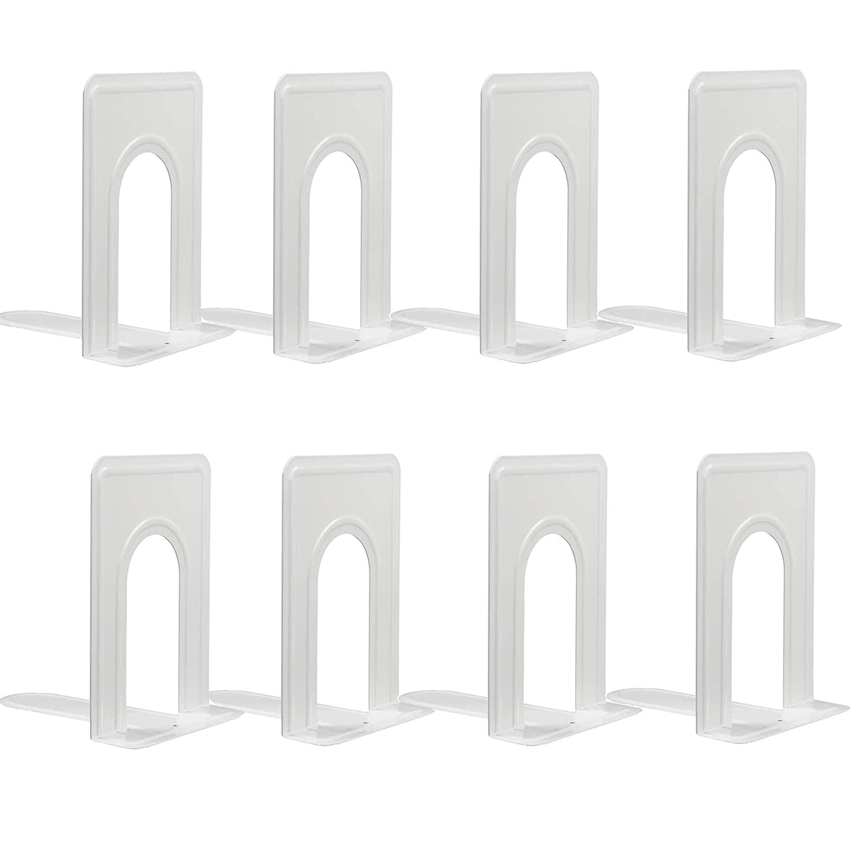 Metal Book Ends for Shelves, Book Shelf Holder Home Decorative, Book Ends for Heavy Books/Movies/CDs, Black 6.5 x 5 x 5.7 in, 4 Pair/ 8 Piece
