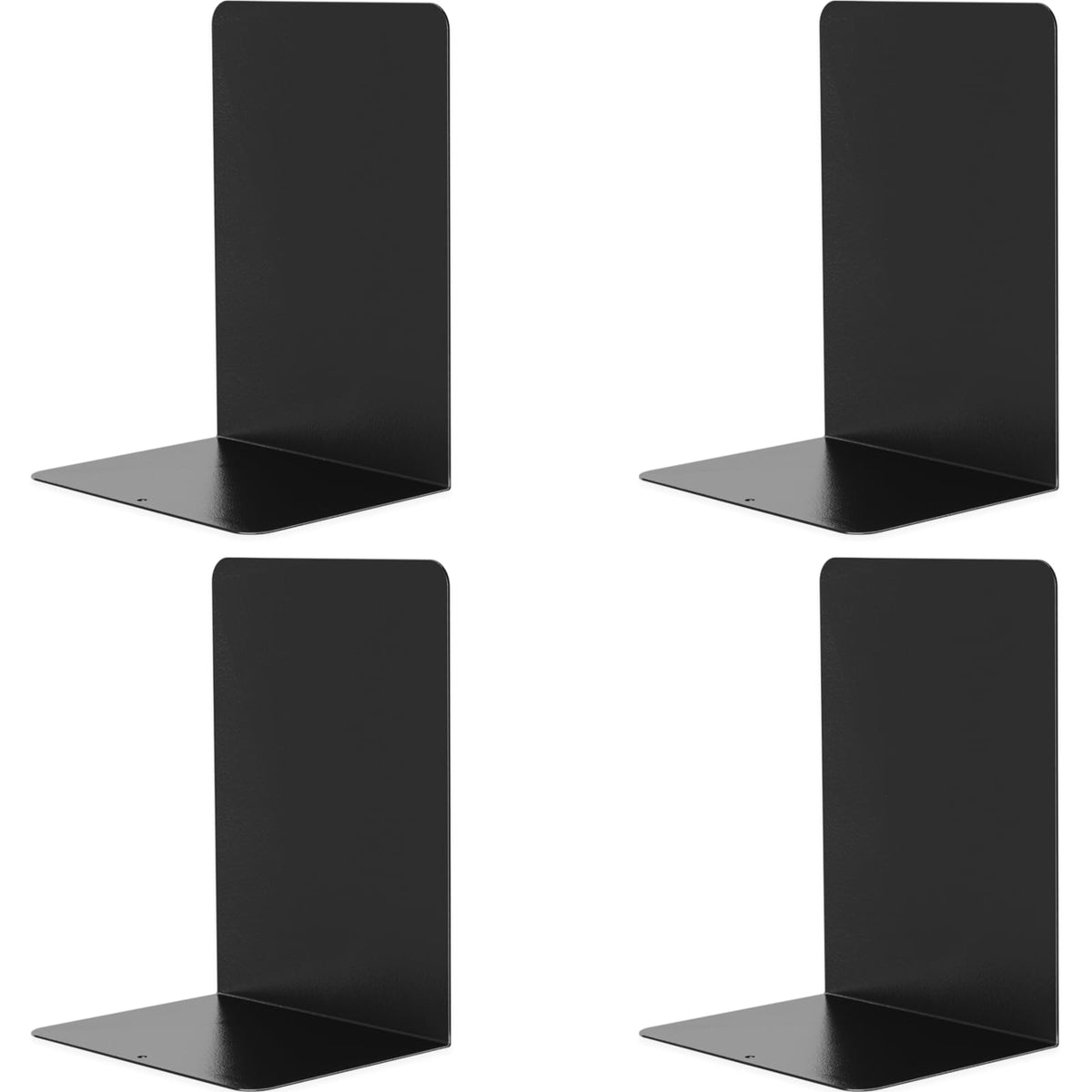 VONDERSO Metal Bookends, 4 Pairs Black Metal Book Ends Heavy Duty for Shelves Decor Home Office, Unique Black Bookends Supports Anti-Slip for Kids