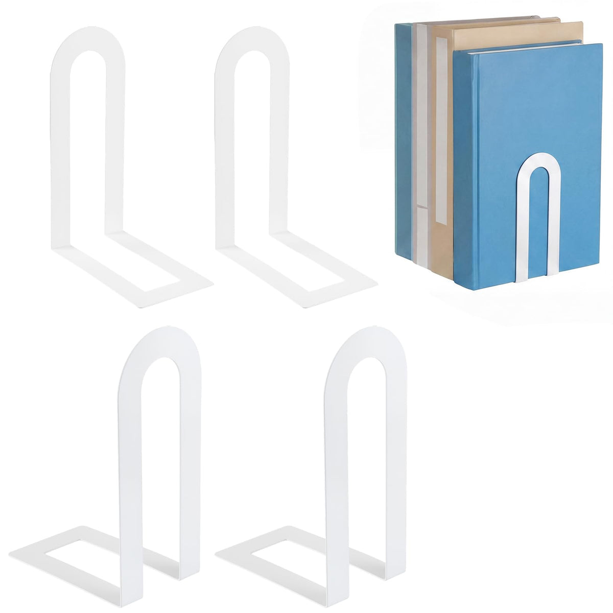 Chunful 12 Pcs Gold Metal BookEnds Shelves, 5.5 x 3.75 x 2.25 in