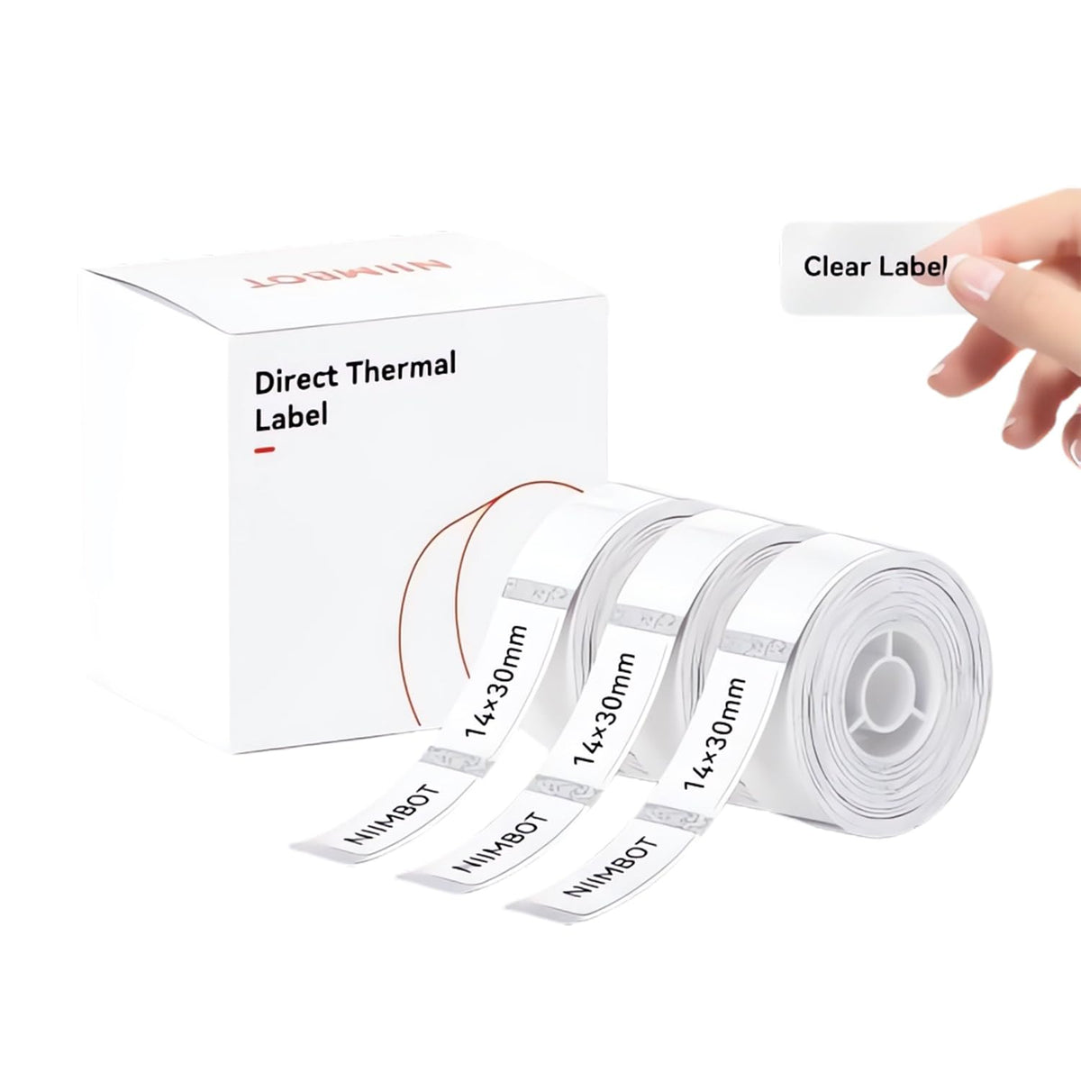 NIIMBOT Label Maker Tape for D110/D11/D101 Label Maker, 14mm x 30mm, Clear