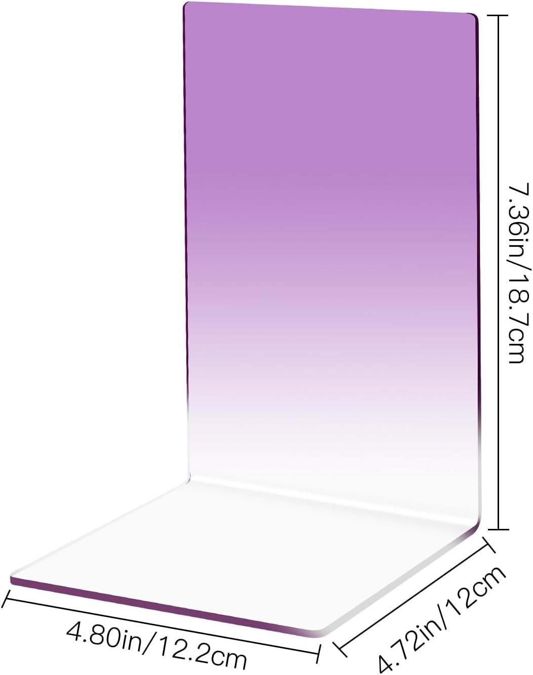 Honagu Book Ends, Acrylic Bookends, Clear Book Ends for Shelves, Desk Book Organizer, Book Holder Stand Decorative for Heavy Books, CDs, Video Games (3 Pair/6Pieces, Gradient Purple)