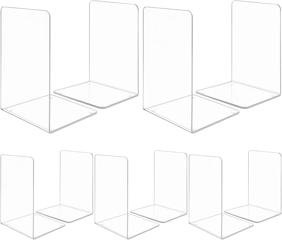 10 Pcs Clear Acrylic Bookends, Heavy Duty Book Ends for Shelves