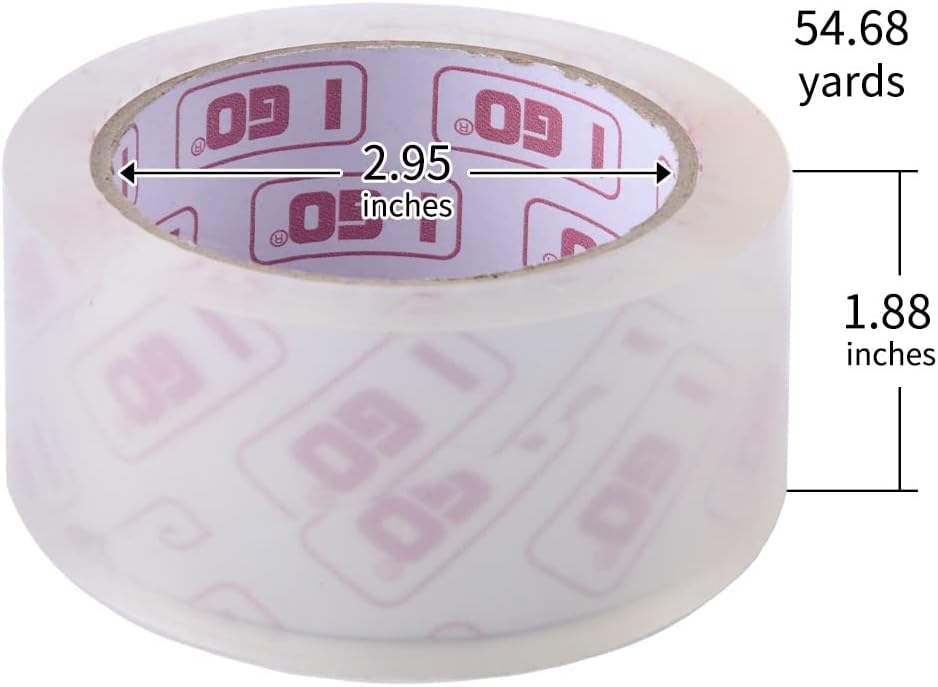 I GO Clear Packing Tape Refills, 1.88" x54.68 yd, 2.64 mils Thick, 18 Rolls