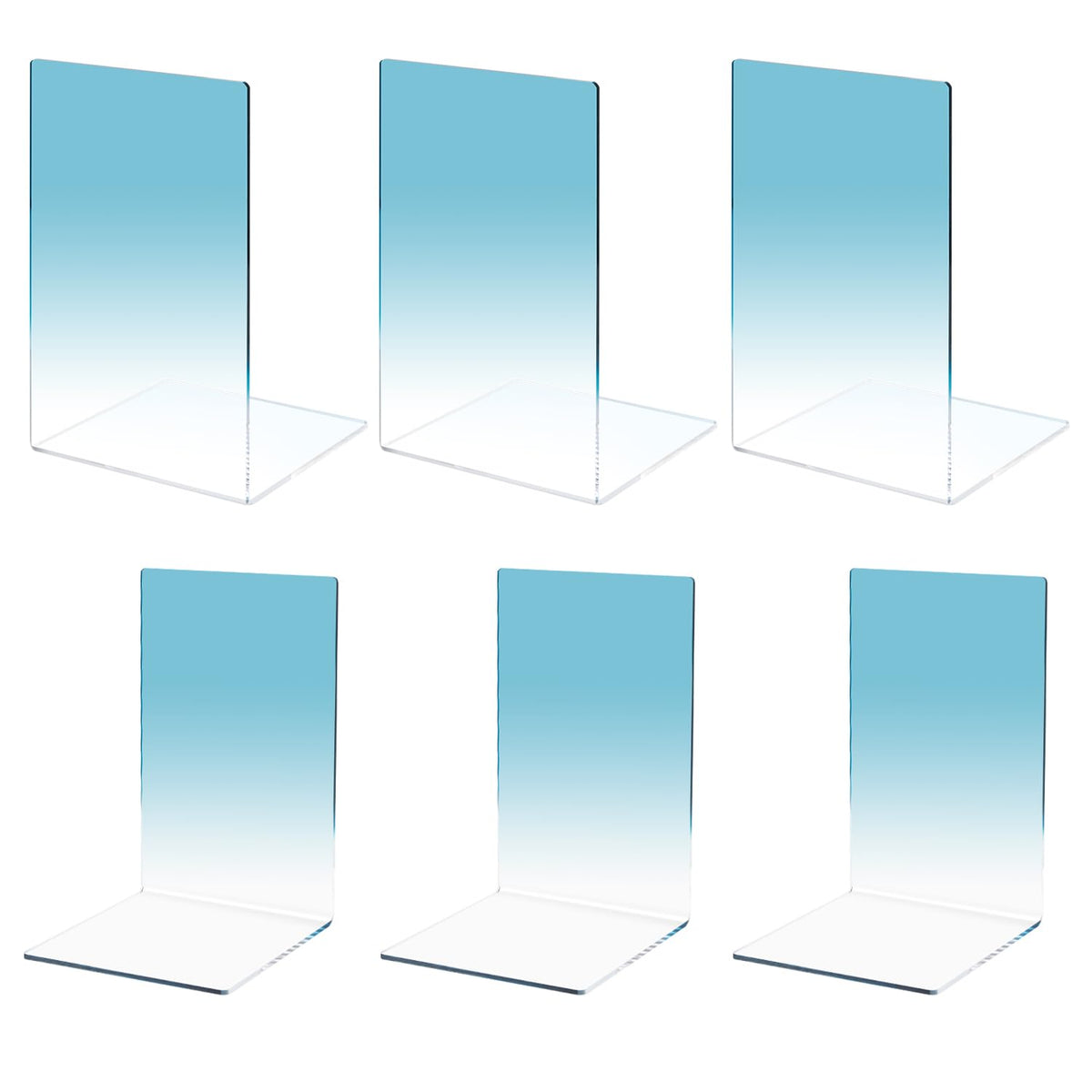 Honagu Book Ends, Acrylic Bookends, Clear Book Ends for Shelves, Desk Book Organizer, Book Holder Stand Decorative for Heavy Books, CDs, Video Games (3 Pair/6Pieces, Gradient Purple)