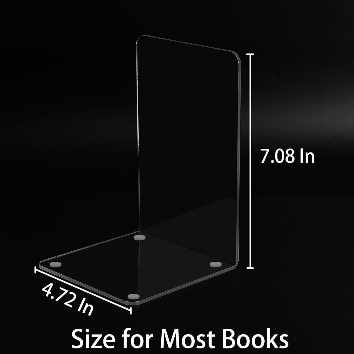 Adwikoso Clear Acrylic Book Ends, 8 Pcs Bookends for Shelves